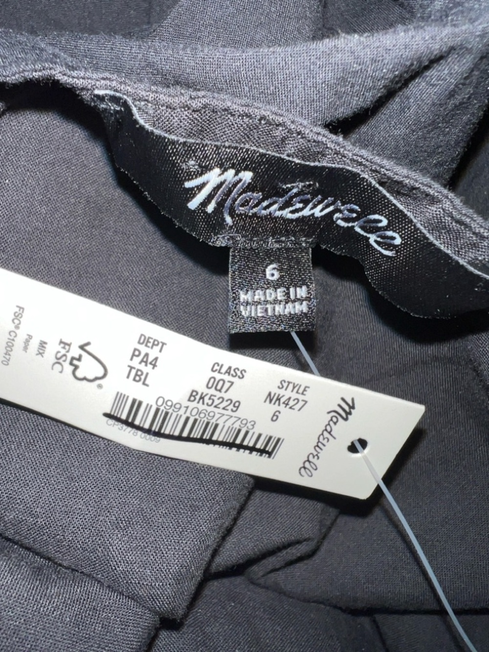 Madewell NWT Button-Front Tiered Midi Dress in True Black size 6 - Picture 5 of 8